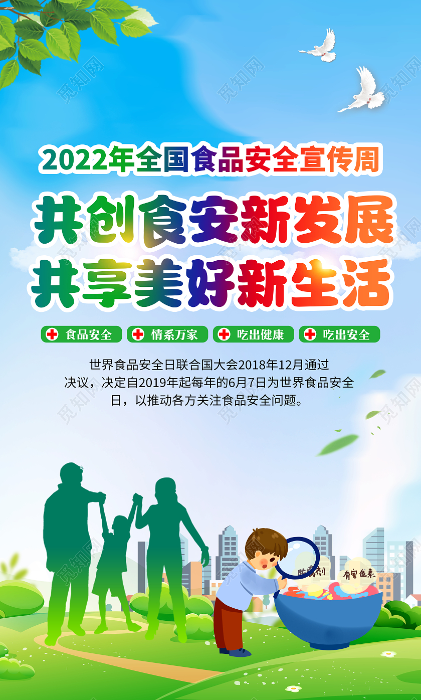 蓝色风格2022全国食品安全宣传周海报食品安全宣传栏