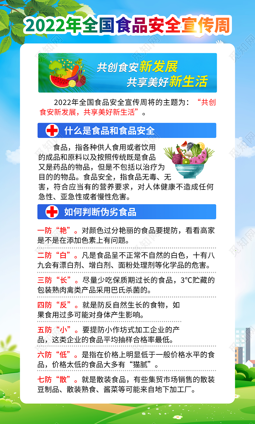 蓝色风格2022全国食品安全宣传周海报食品安全宣传栏