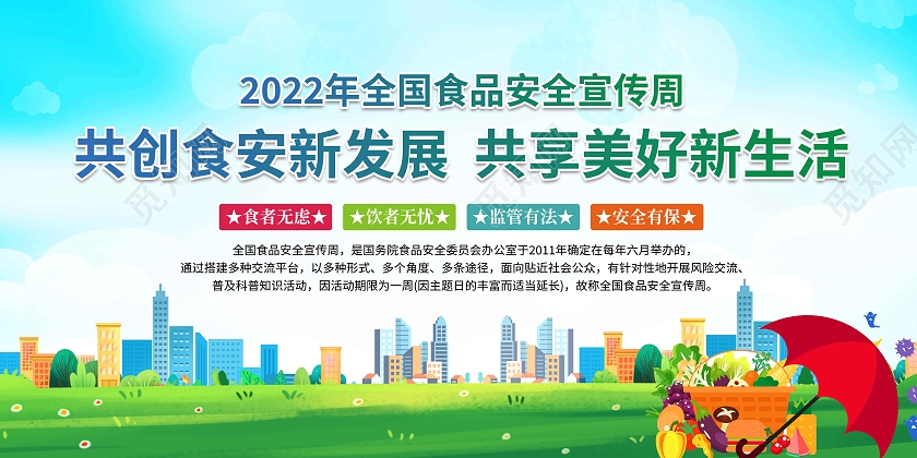 蓝色渐变风格2022年食品安全宣传周食品安全宣传栏