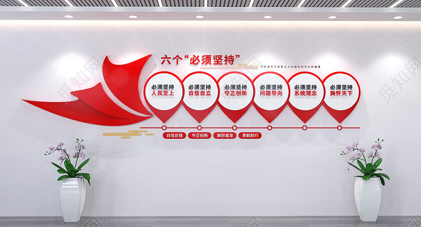 党的二十大报告六个必须坚持金句标语3D文化墙