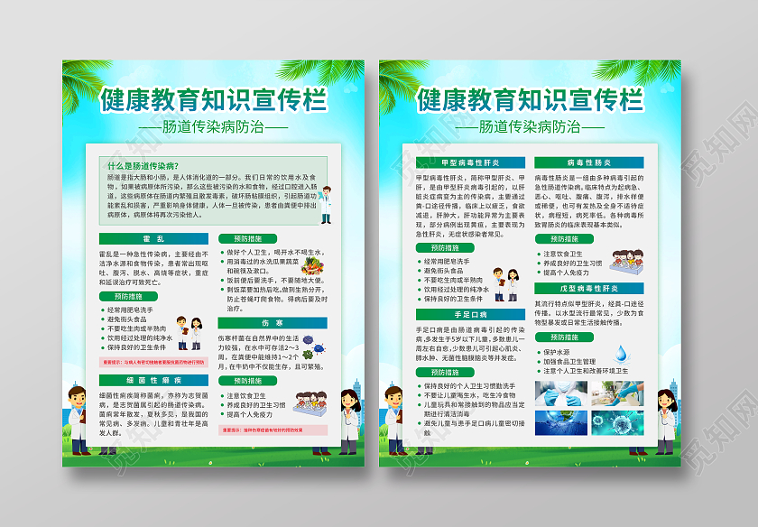 蓝绿色简约大气风健康教育知识宣传栏健康教育宣传栏