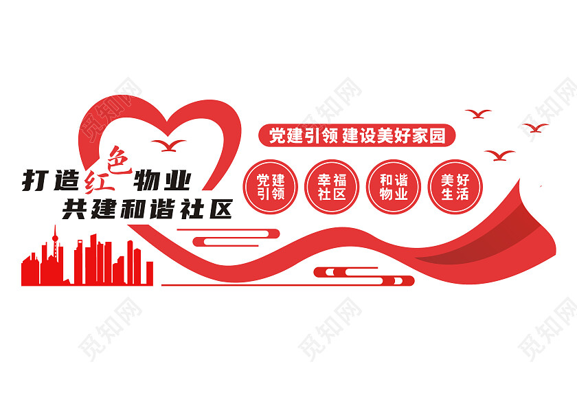 红色简约打造红色物业文化墙物业文化墙