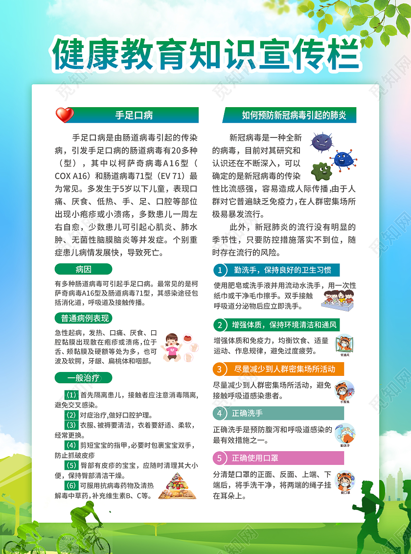 绿色简约大气风健康教育知识宣传栏健康教育宣传栏