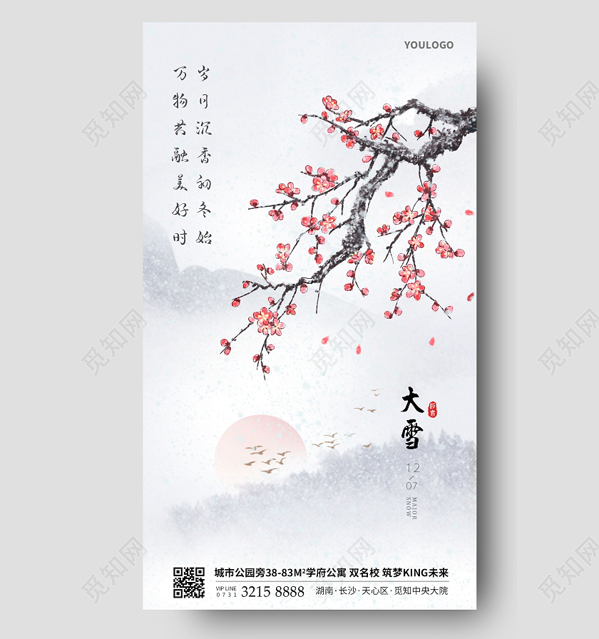 中国风大雪二十四节气手机宣传海报