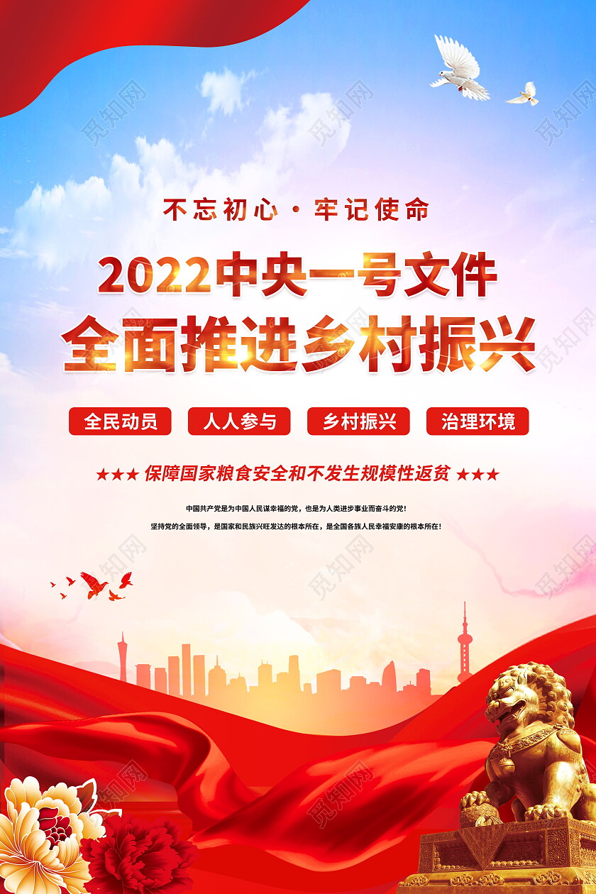 2022中央一号文件全面推进乡村振兴乡村建设乡村治理海报套图乡村振兴套图