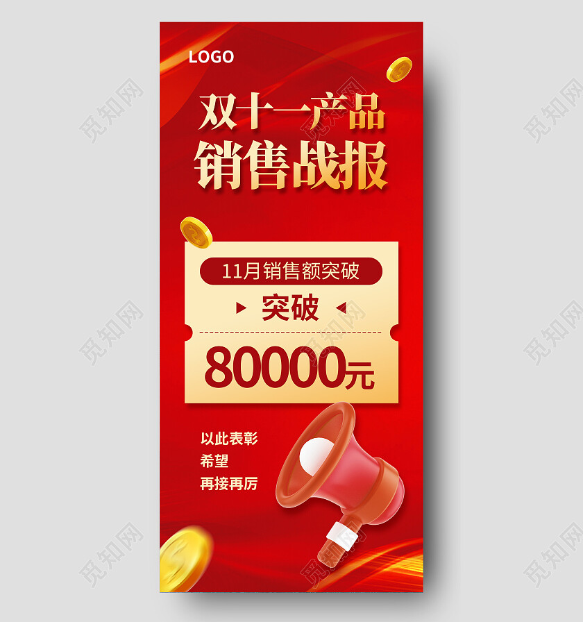 红色喜庆双十一产品销售战报双十一手机宣传海报