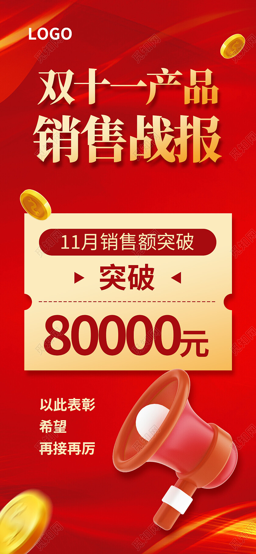 红色喜庆双十一产品销售战报双十一手机宣传海报