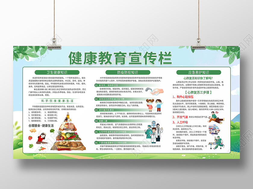 绿色健康教育宣传栏展板