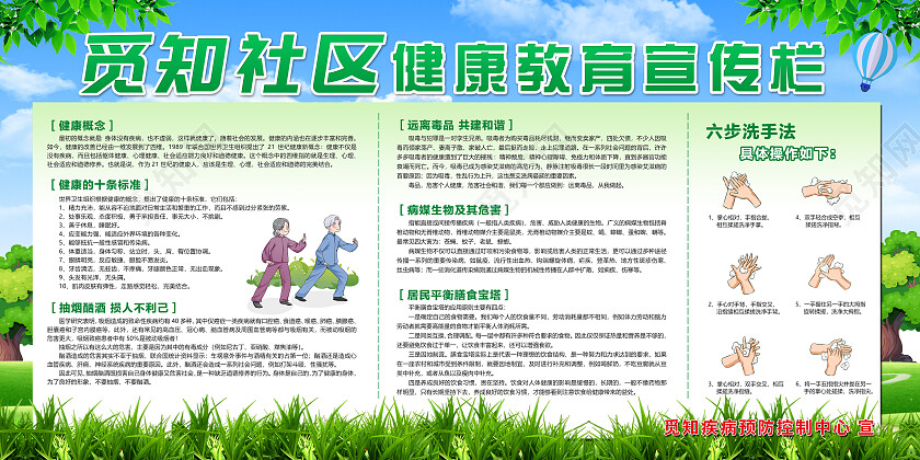 绿色简约社区健康康教育宣传栏宣传展板健康教育宣传栏