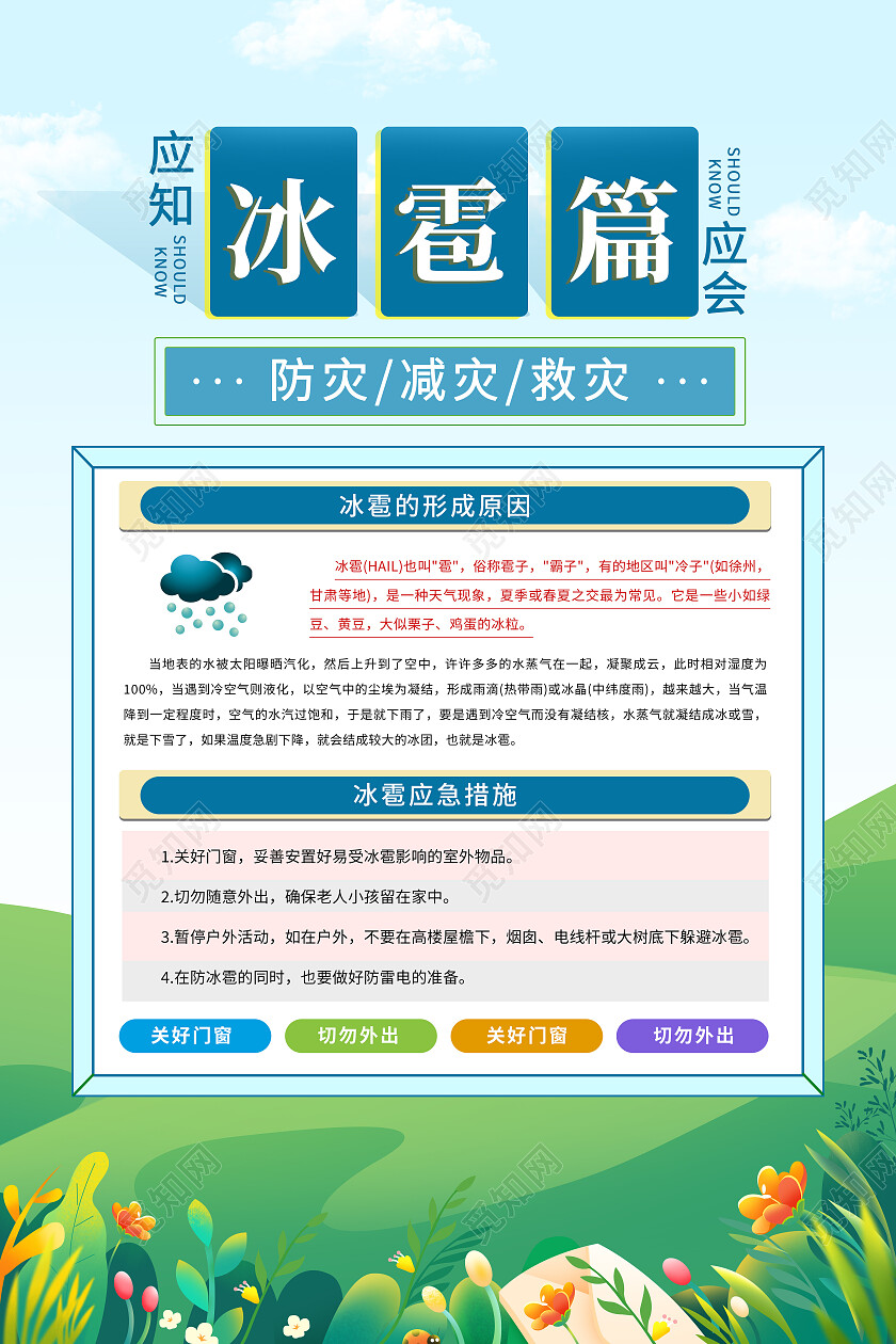 绿色大气简约防灾减灾救灾套图防灾减灾套图