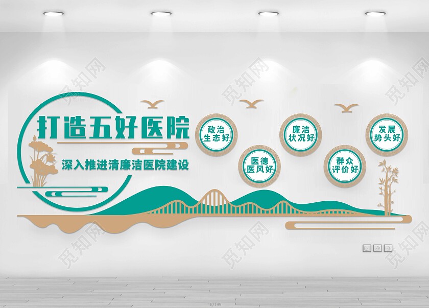 绿色大气打造五好医院文化墙医院文化墙