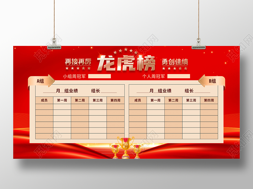 红色大气龙虎榜宣传展板