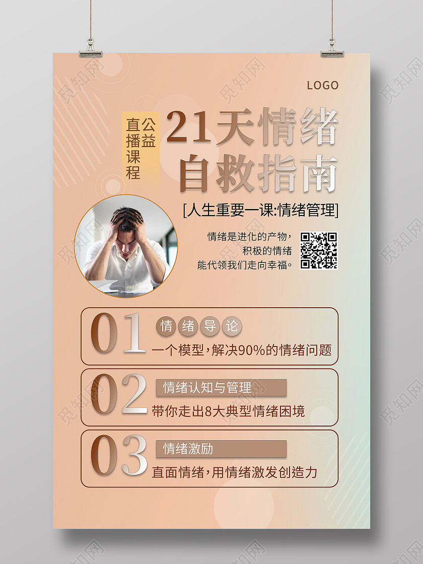 21天情绪自救指南情绪管理心理咨询海报情绪管理海报
