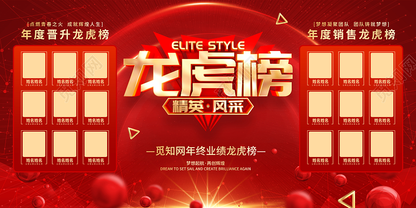 红色简约风格2023龙虎榜展板