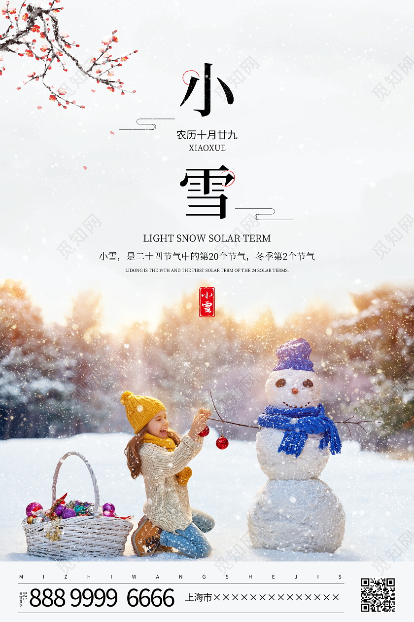 时尚大气二十四节气小雪节气海报