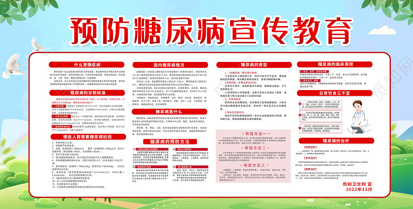 蓝色简约糖尿病宣传教育预防糖尿病糖尿病宣传栏宣传栏