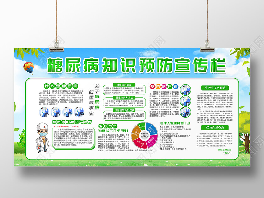 绿色简约糖尿病老年人预防糖尿病糖尿病宣传栏宣传栏