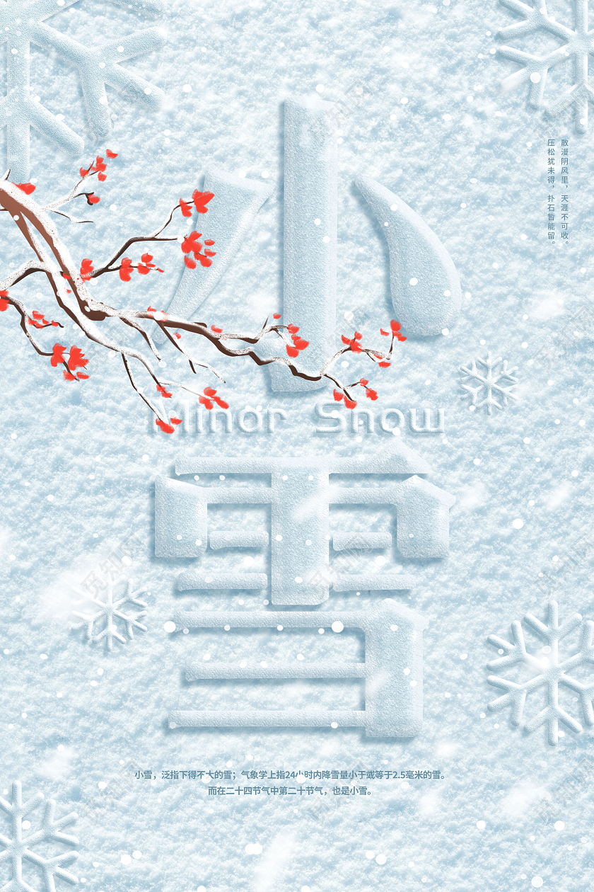 简约小雪节气宣传海报