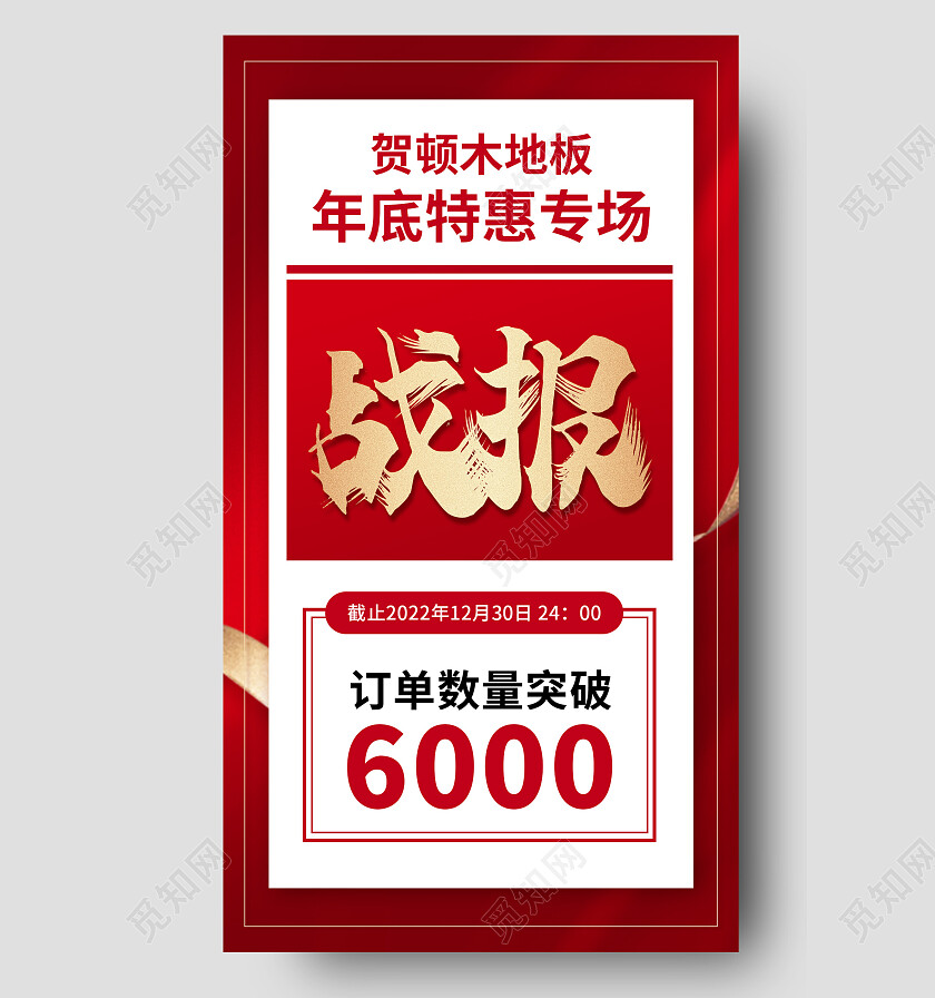 红色简约战报贺报手机文案海报