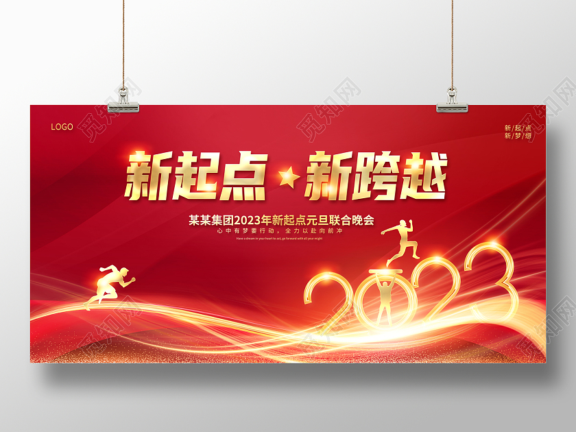 2023元旦展板新起点新跨越2023新年年会晚会
