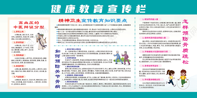 绿色简约卡通健康教育知识宣传栏健康教育宣传栏