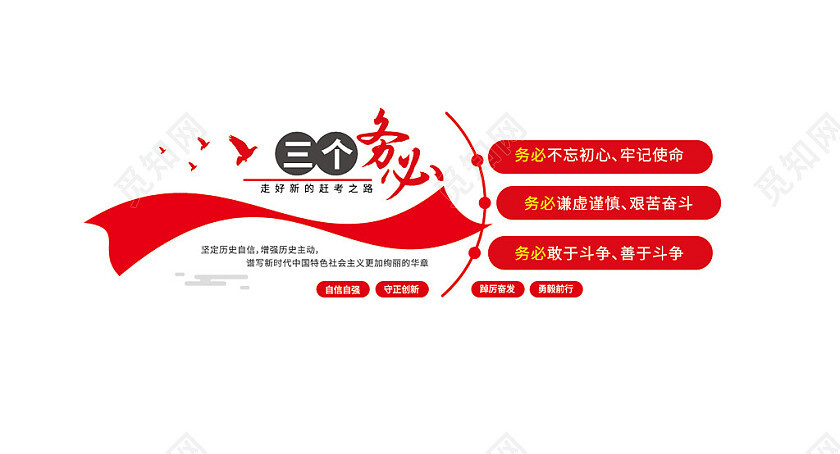 三个务必党建宣传标语文化墙二十大文化墙3D文化墙