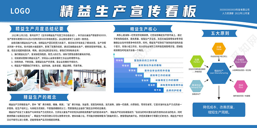 蓝色简约车间管理安全生产管理展板背景车间展板