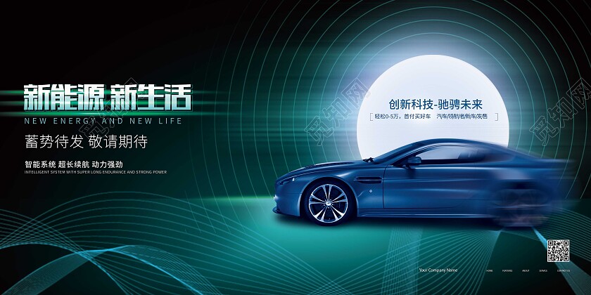 绿色科技风新能源新生活新能源展板