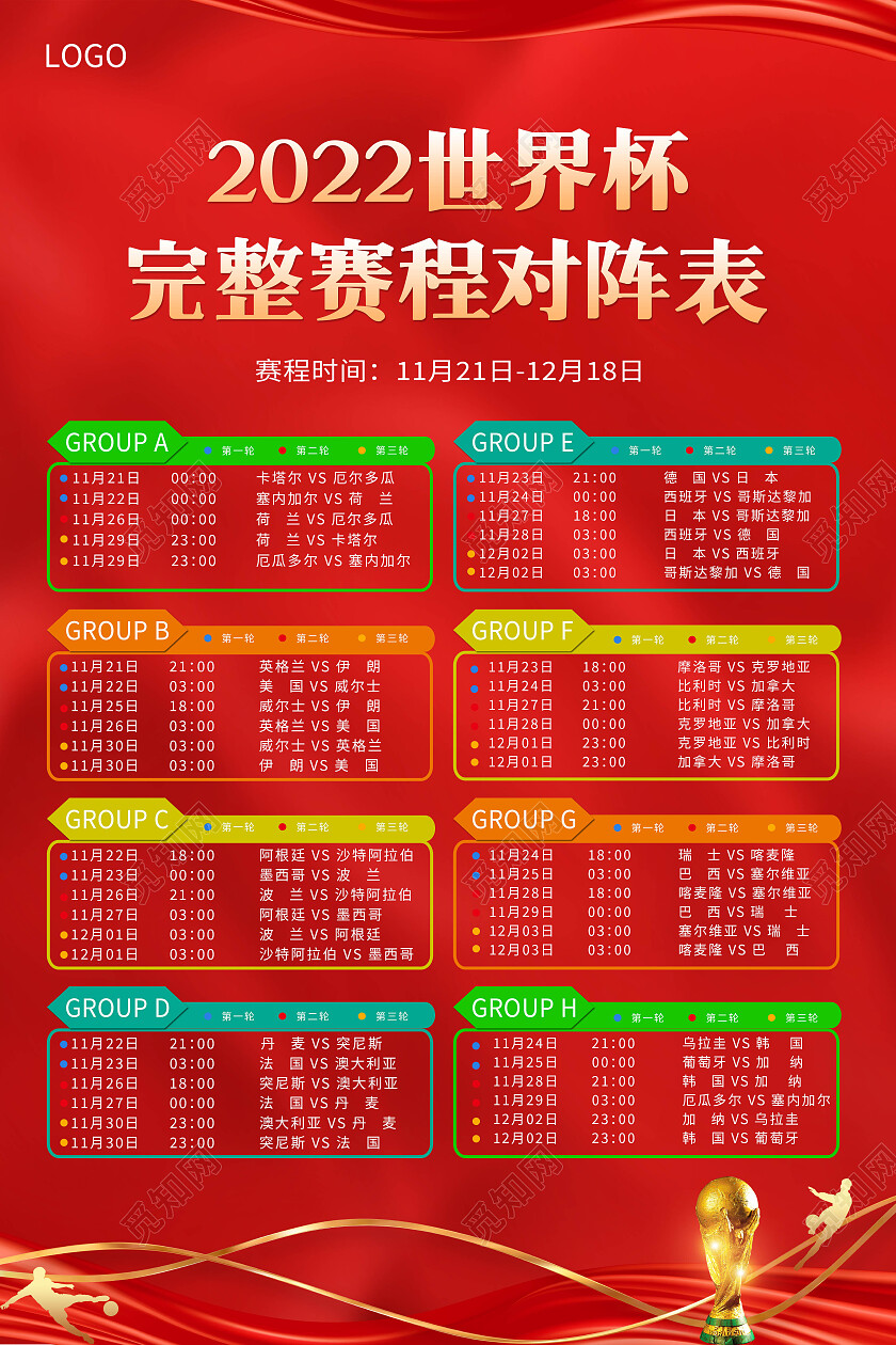 红色简约2022世界杯海报