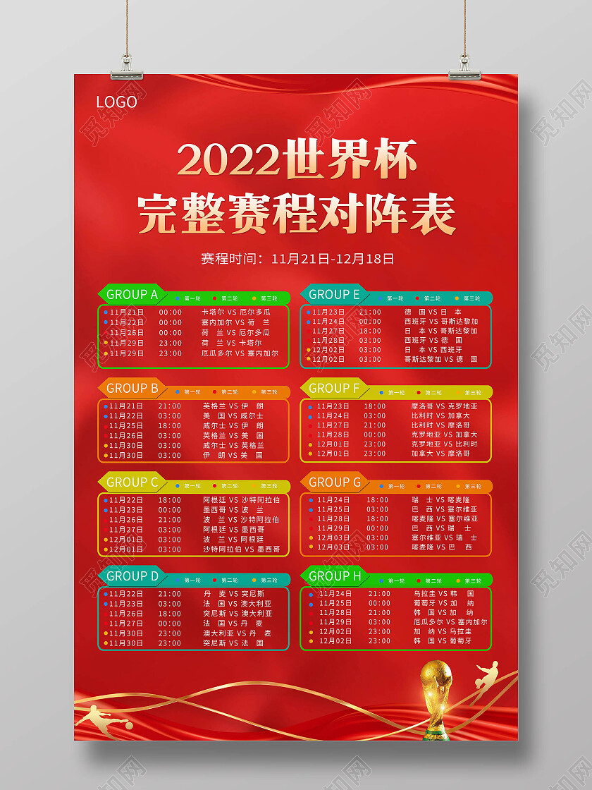 红色简约2022世界杯海报