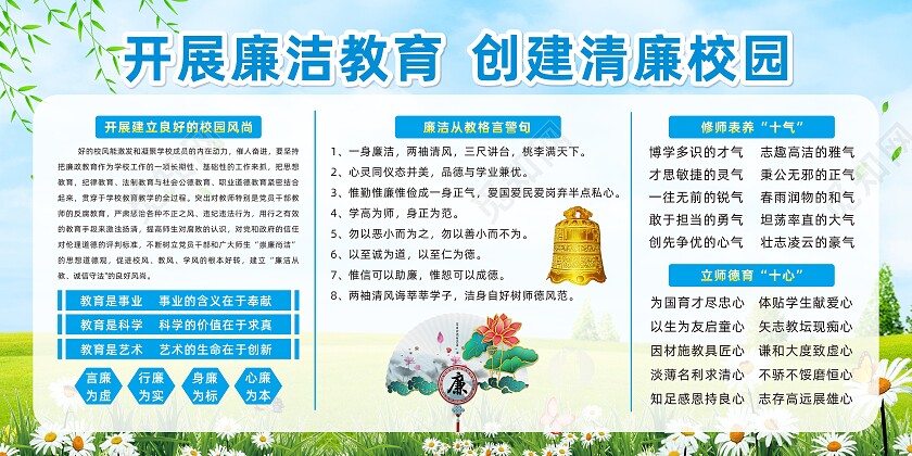 绿色清新简约开展廉洁教育创建清廉校园宣传展板廉洁宣传栏