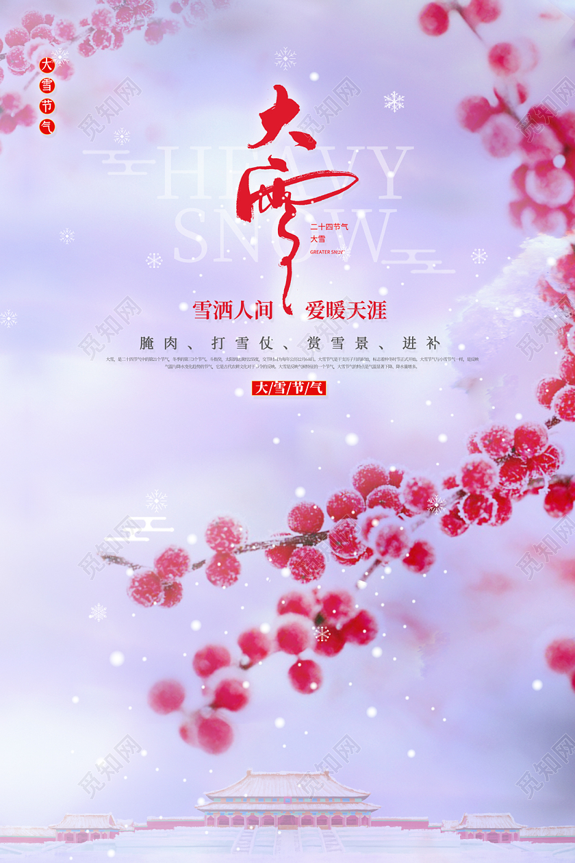 2022简约大雪节日海报