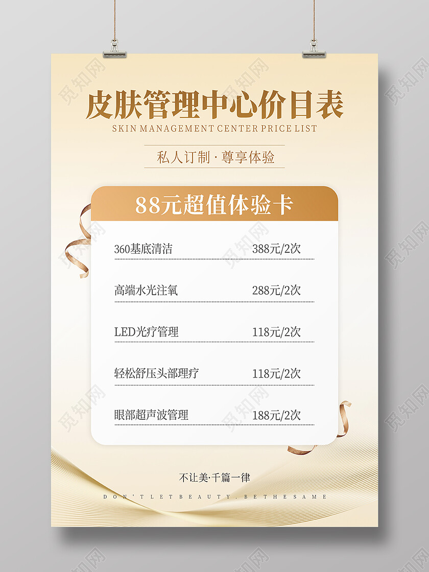金属高档美容院活动特惠价目单海报背景美容价目表