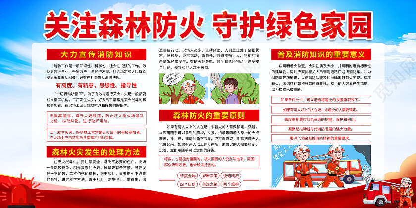 蓝色简约党建森林防火人人有责关注森林防火守护绿色家园宣传消防宣传栏