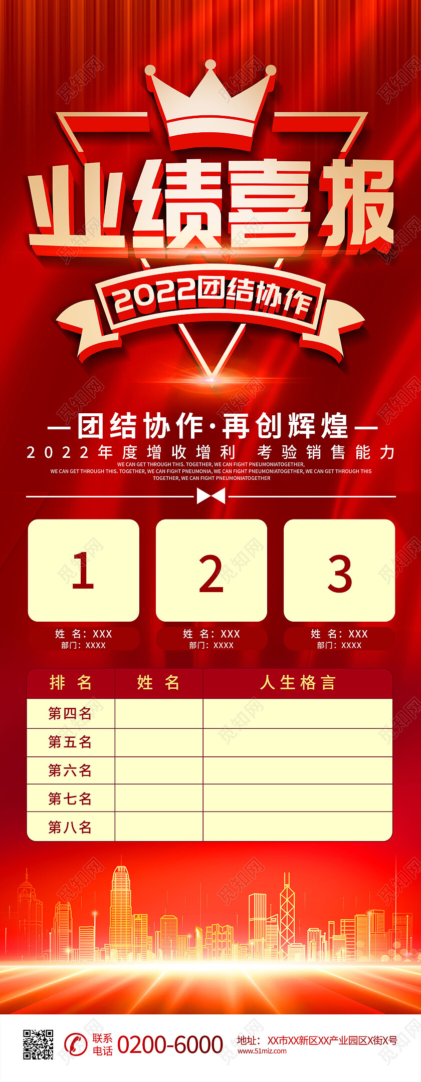 红色大气业绩喜报喜报手机宣传海报