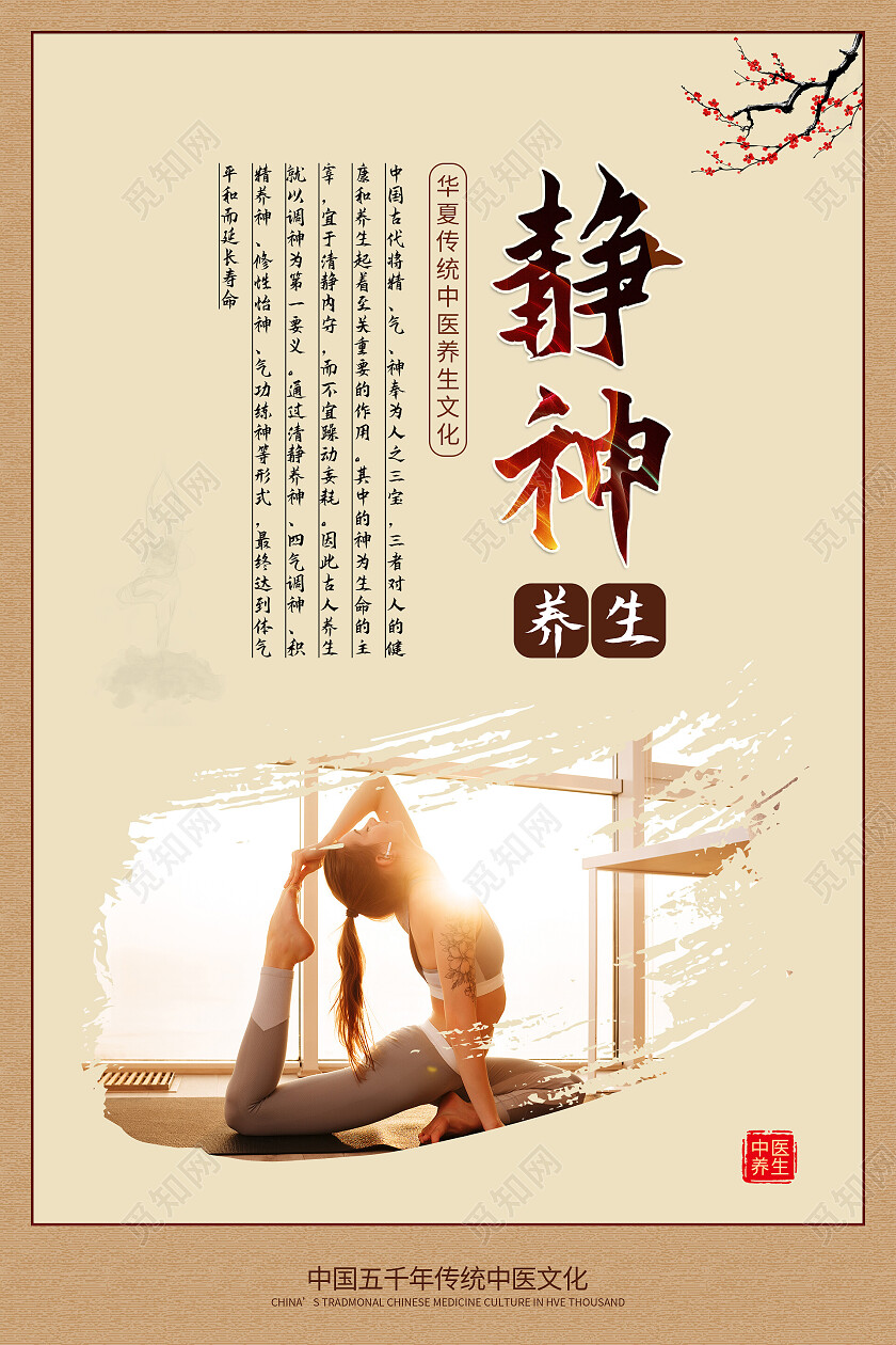 简约大气复古中国风华夏传统中医养生文化养生套图海报