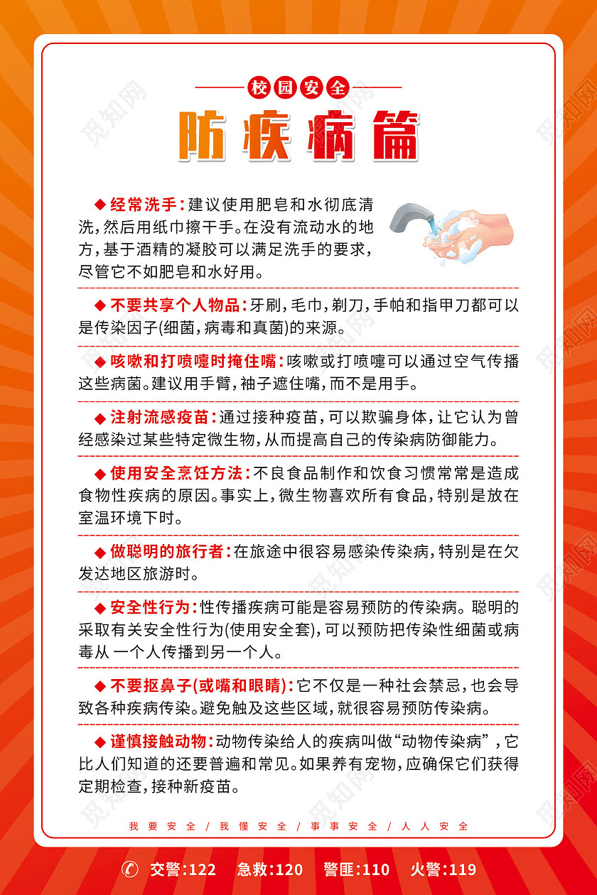 红色简约卡通文明校园安全套图