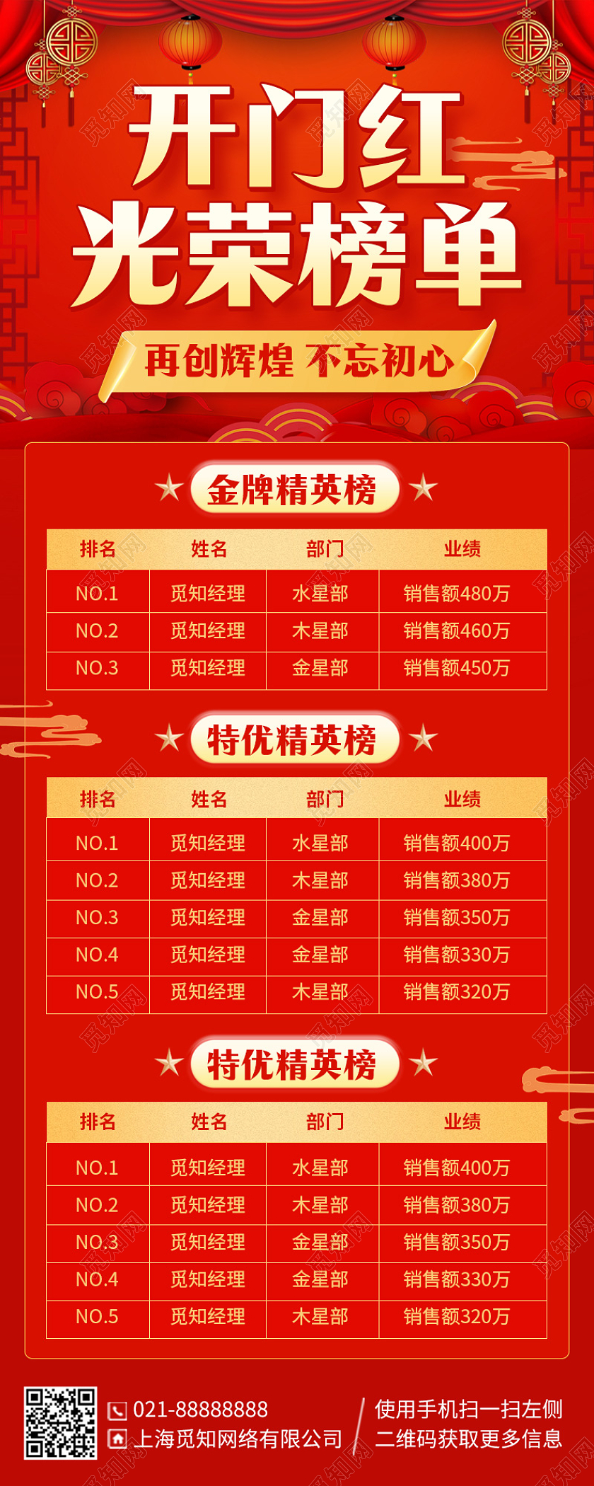 开门红榜单喜报红色喜庆手机海报