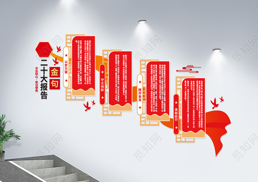 红色简约党的十二大金句二十大二十大文化墙文化墙