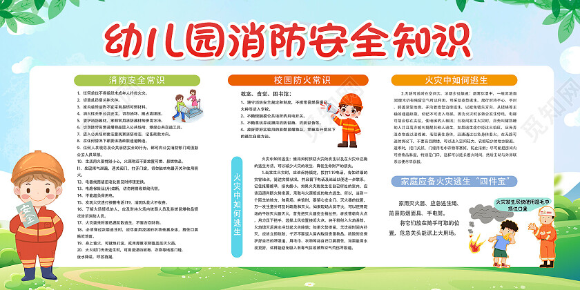绿色幼儿园消防安全知识宣传展板