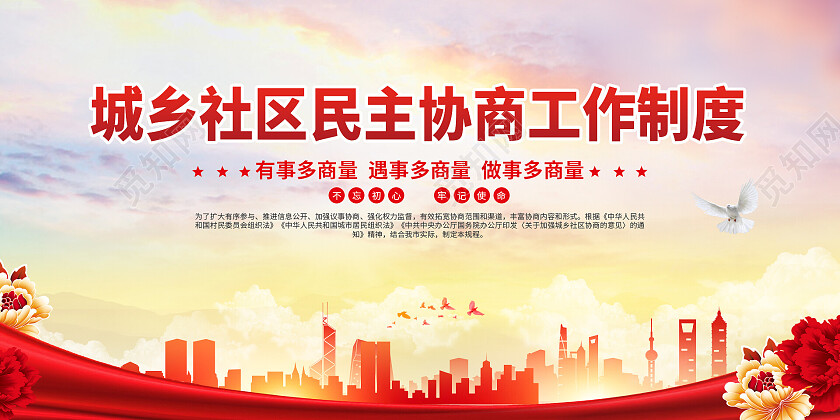 红色城乡社区民主协商工作制度展板宣传栏