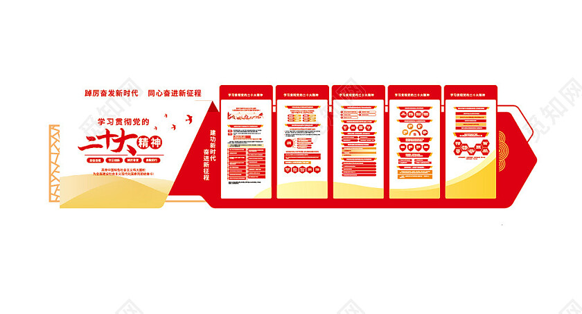 学习贯彻党的二十大精神文化墙党建文化墙3D文化墙