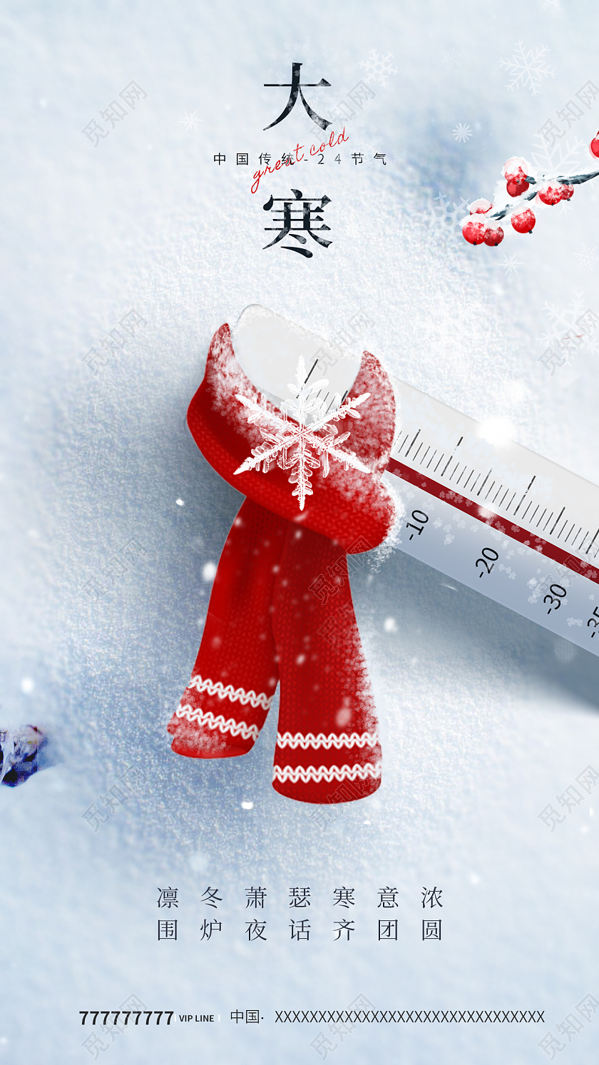 24节气之大寒手机宣传海报