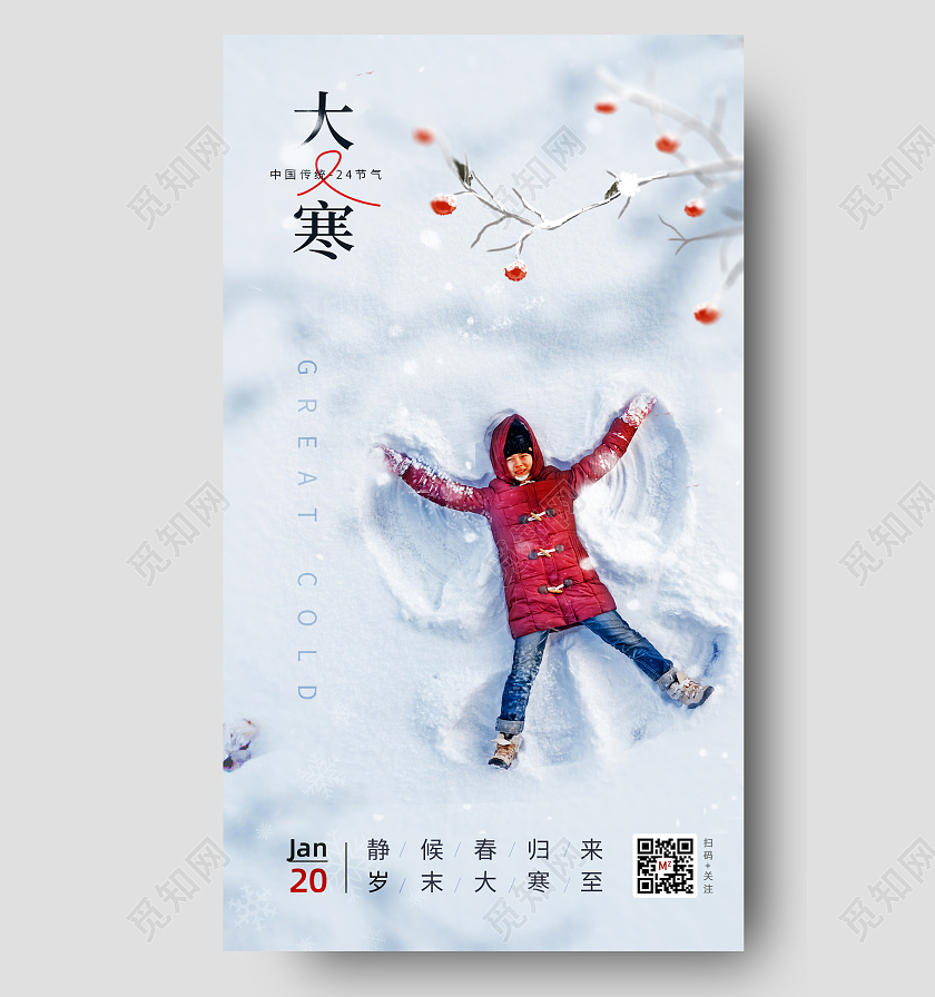 24节气之大寒手机宣传海报