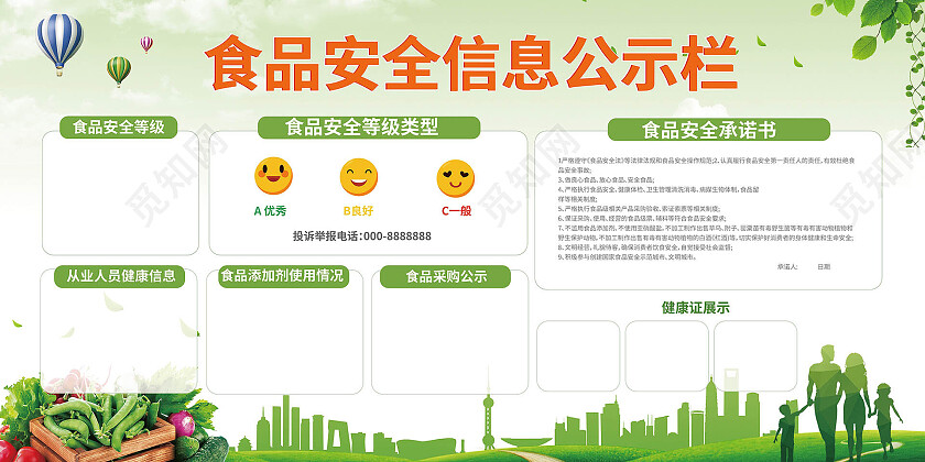 浅绿色大气食品安全信息公示栏食品安全宣传栏
