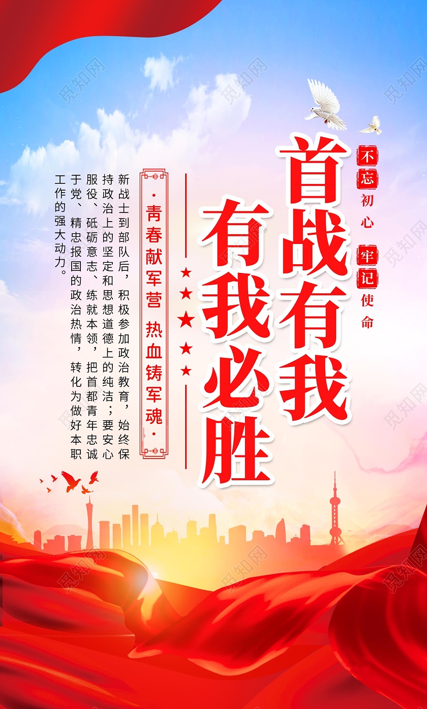 蓝色渐变简约大气2023年度征兵新政策解读套图