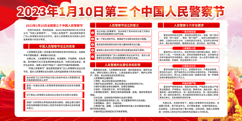 粉色风格2023年中国人民警察节宣传栏