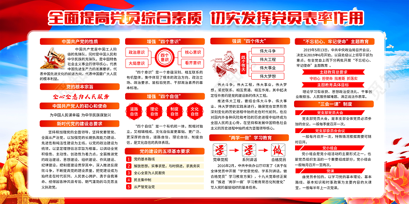蓝色风格党建文化标语宣传栏