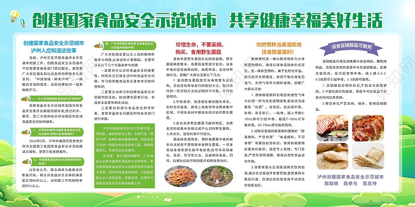 绿色简约创建食品安全示范城市食品安全宣传栏