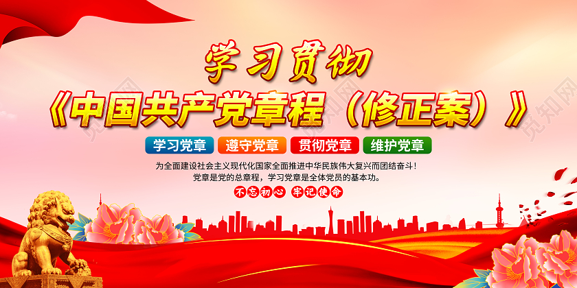 粉色二十大章程修正案宣传栏二十大宣传栏